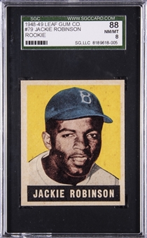 1948-49 Leaf Gum Co. #79 Jackie Robinson Rookie Card – SGC 88 NM/MT 8